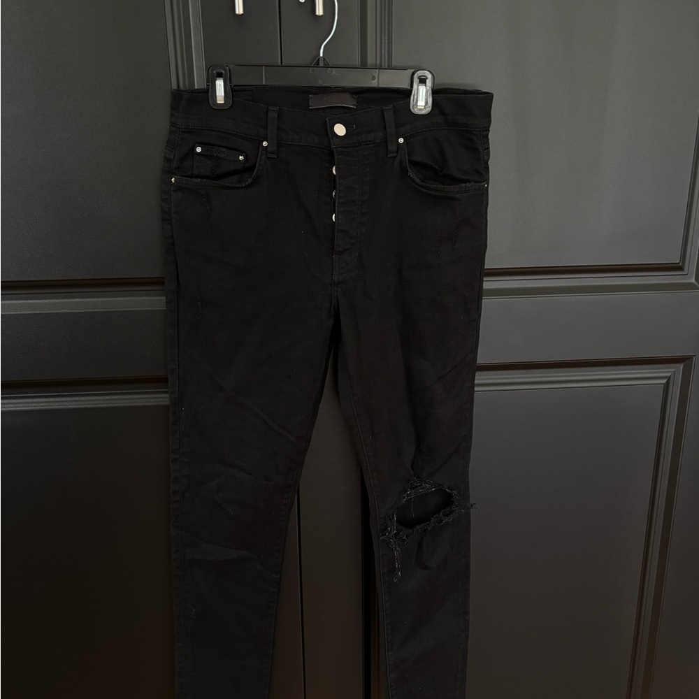 AMIRI Black Skinny Jeans with Distressed Detail
